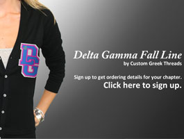 Custom Greek Threads Delta Gamma Landing Page Design